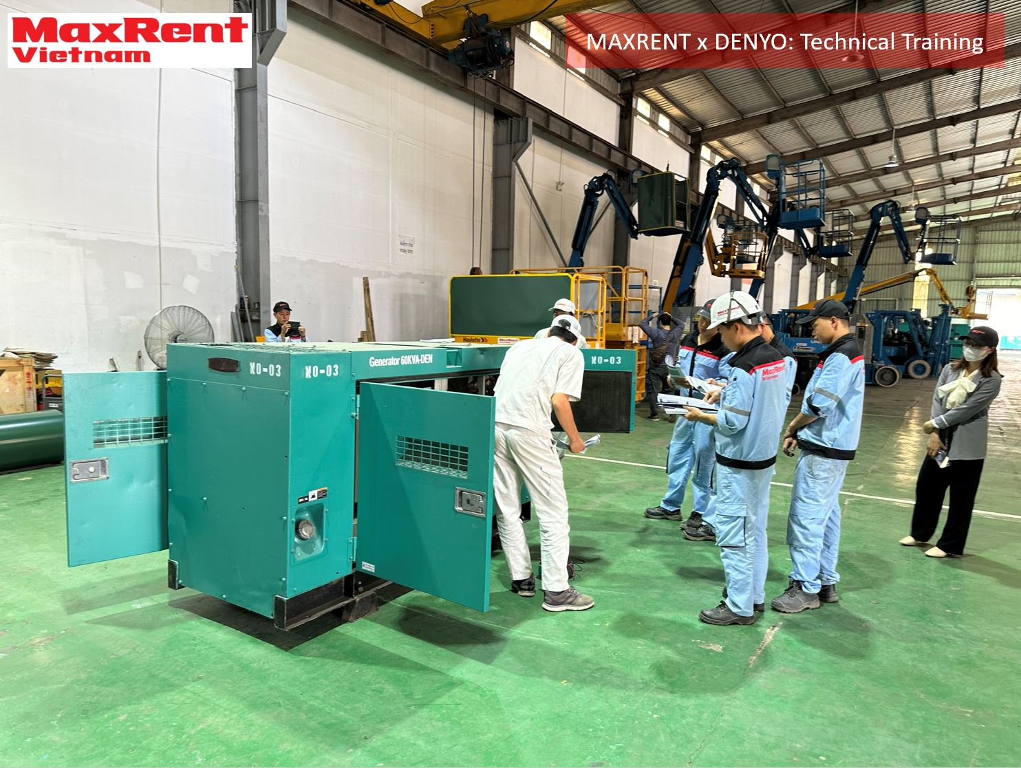 Denyo organized a professional training session on generators for MaxRent technicians